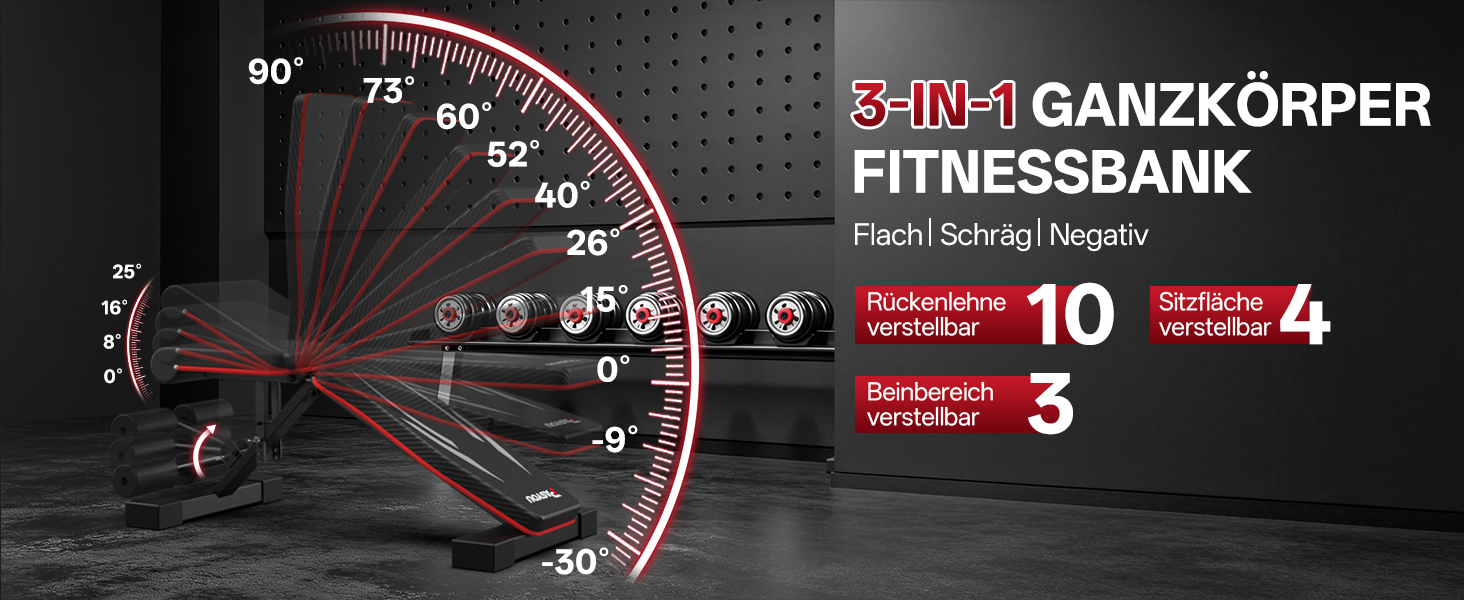 Складана багатофункціональна тренажерна лава PASYOU PA350, регульована атлетична лава для фітнесу та силових тренувань, витримує до 300 кг, для дому та спортзалу