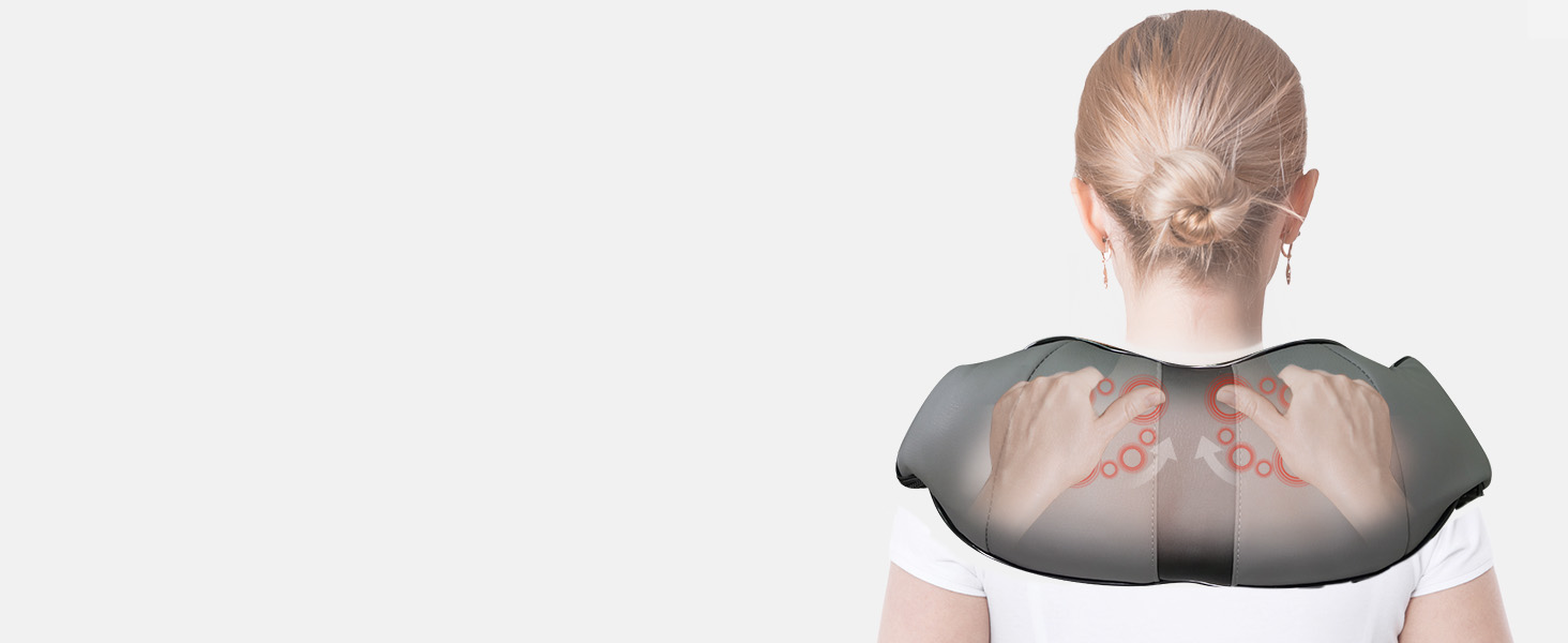 Масажер для шиї Medcursor з підігрівом, 3D шиацу, для спини, плечей, ніг та зняття м'язового болю, домашній, офісний, автомобільний, чорний