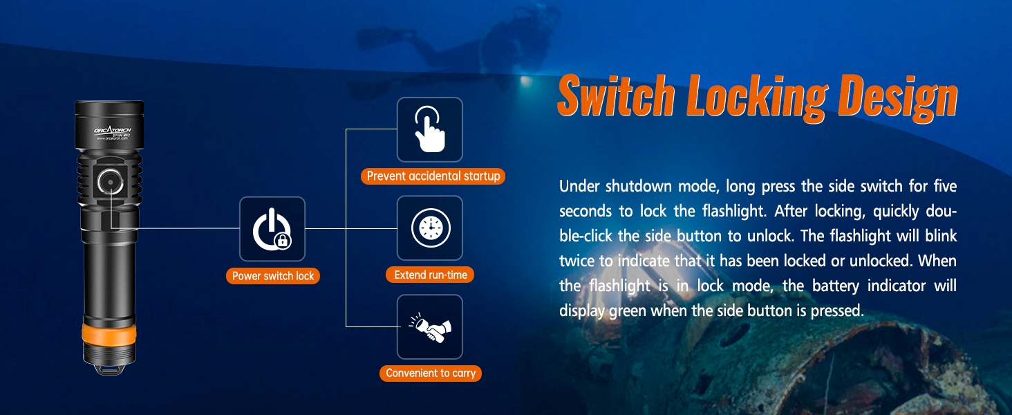 Ліхтар підводний ORCATORCH D710V MK2 з 2300 люменів, білий+UV+червоний світлодіодний, IP68 водонепроникний, 150м, для відеозйомки, дайвінгу, кемпінгу