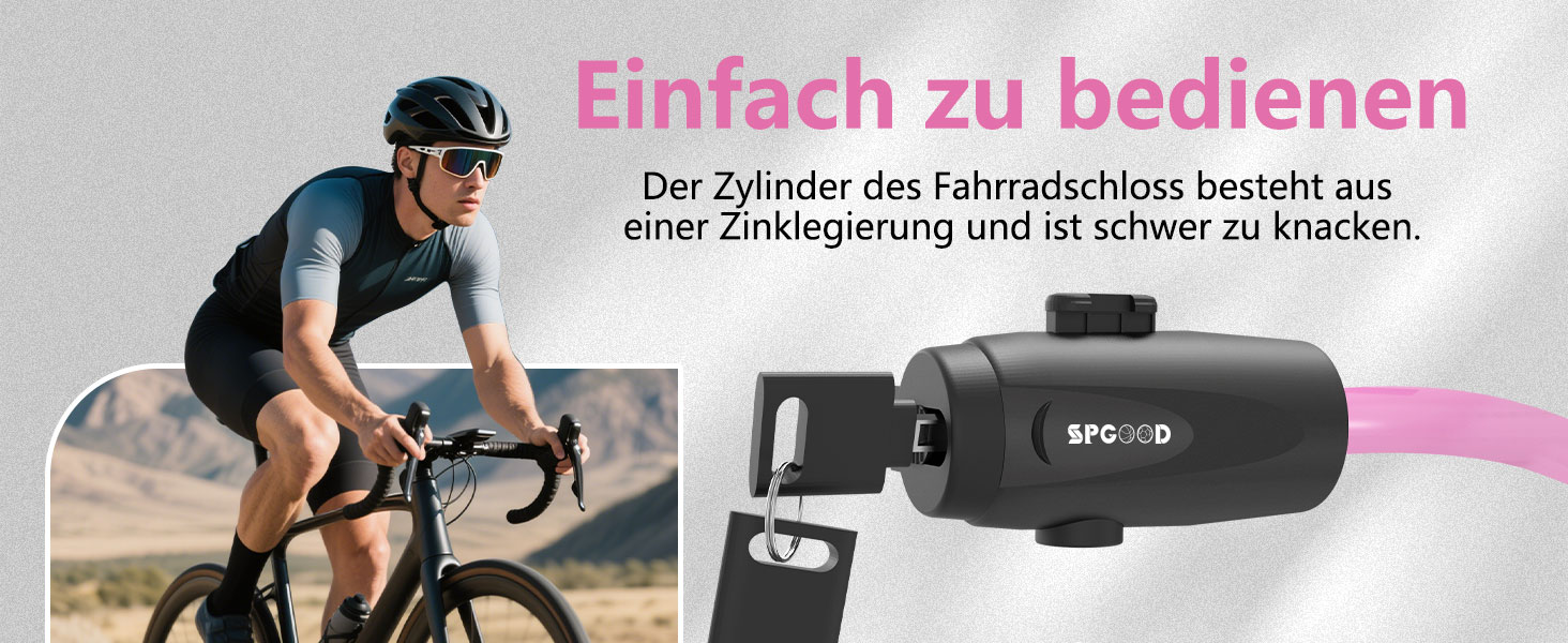 Замок для велосипеда 120см/12мм, високий рівень захисту, кабельне spiralkabelschloss з 2 ключами, протиугінний замок для велосипеда, триколісного велосипеда, мотоцикла, скутера (Рожевий)