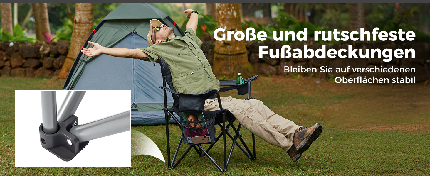 Складний туристичний стілець KingCamp для відпочинку, риболовлі та саду. Міцний, з регульованою підтримкою попереку, кишенькою-холодильником та підлокітниками. Максимальне навантаження: 205 кг. Чорний класичний колір.