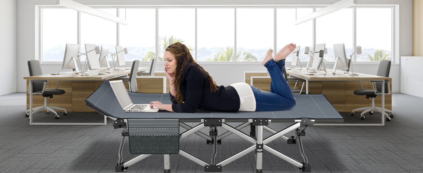 Розкладне ліжко ZIKEBTUY для кемпінгу та відпочинку: міцне, з матрацом, 190x71x36 см (сірий)