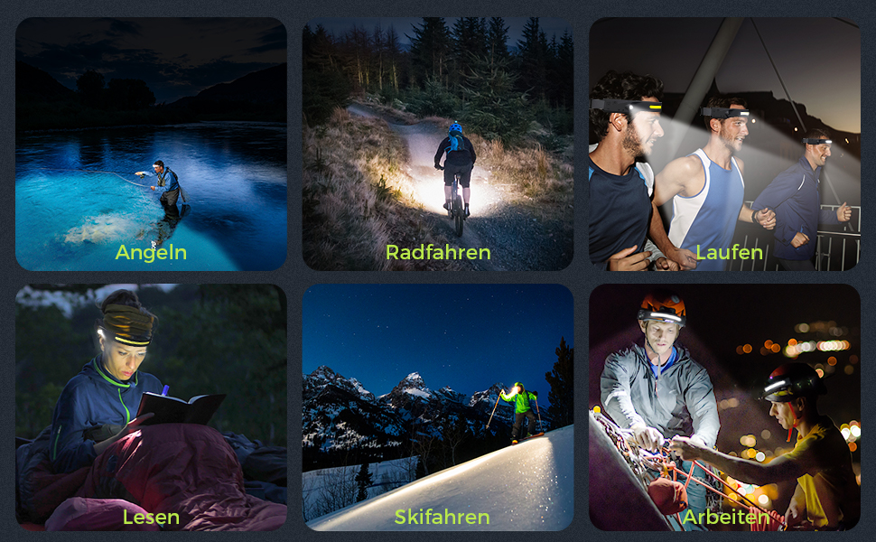 Налобний ліхтар LED перезаряджуваний USB, 350 люмен, 5 режимів, водонепроникний IPX4, для бігу, риболовлі, 2 шт.