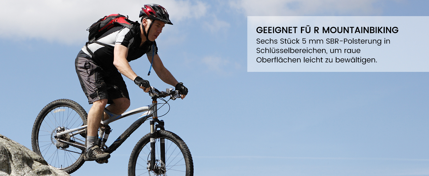 Велосипедні рукавички ATERCEL для чоловіків та жінок, 5 мм SBR-подушка, дихаючі спортивні рукавички, амортизуючі MTB-рукавички, чорний, XL