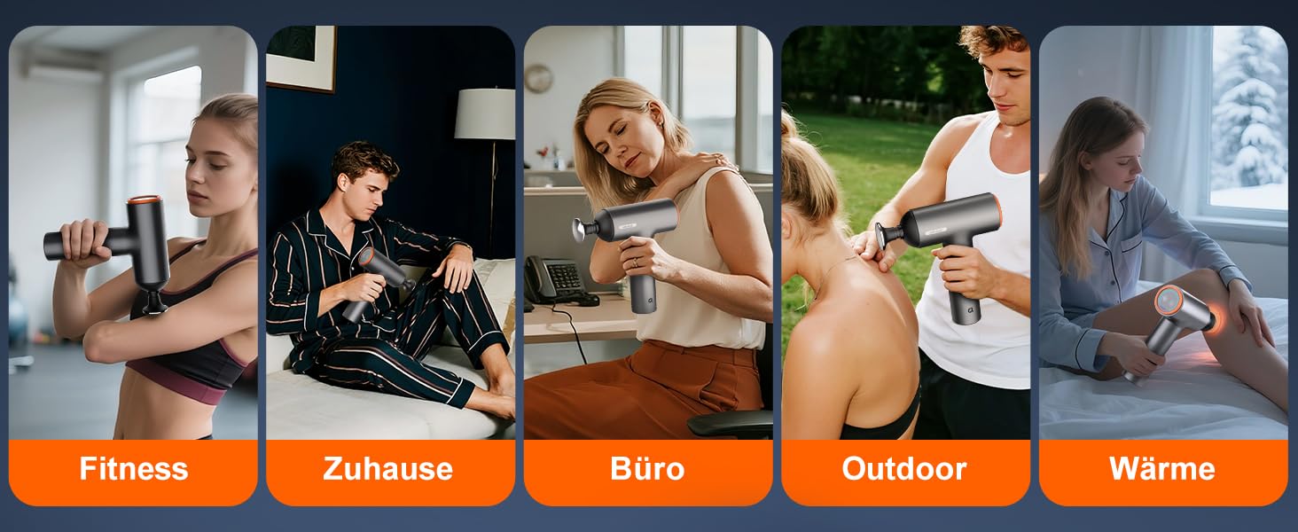 Масажер для м'язів Arboleaf з підігрівом та LED-дисплеєм, 6 насадок, 5 рівнів інтенсивності та 3 режими підігріву