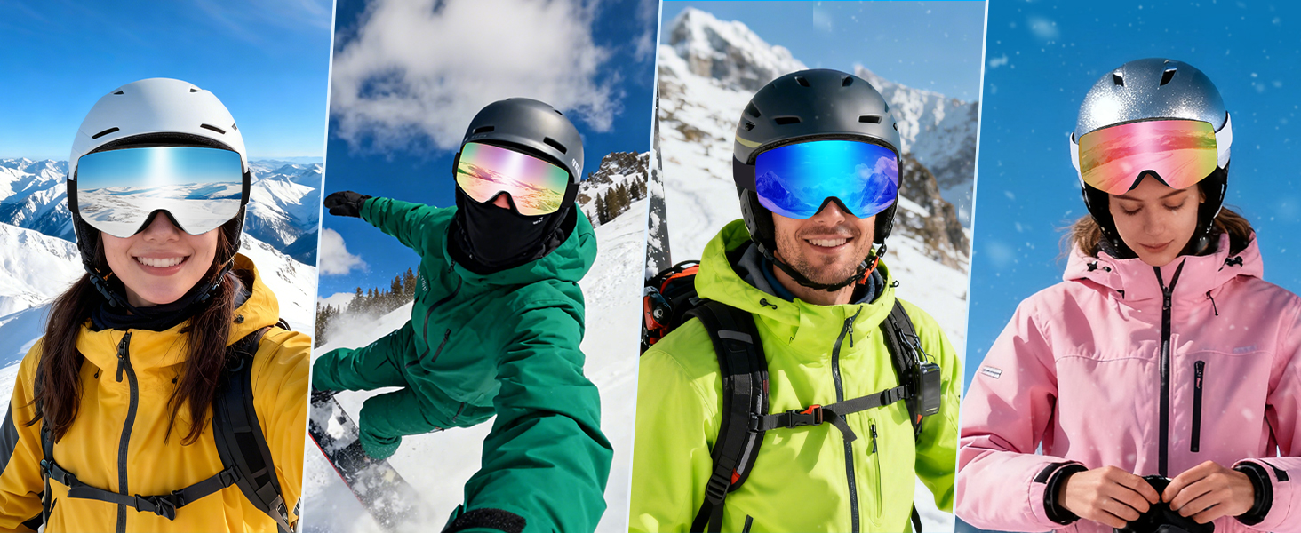 Скі-маска JQF Gear для унісекс YH227 з захистом від запотівання, анти-ковзаючим ремінцем, UV-захистом та регулюванням. Скі-окуляри для сноубордингу та катання на лижах, REVO покриття, червоно-чорний колір (VLT16%)