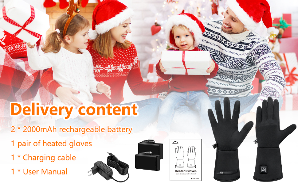 Електричні гріючі рукавички для жінок та чоловіків, чорні, M/L, водонепроникні, з акумулятором 7.4V 2200mAh, 3 режими нагріву, сенсорний екран