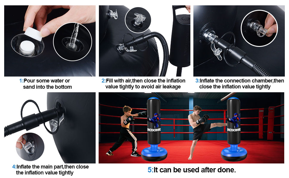 Дитячий боксерський мішок Qoosea 160 см з рукавичками та насосом, подарунок для хлопчиків та дівчаток 3–12 років. Підходить для карате, кікбоксингу, тхеквондо