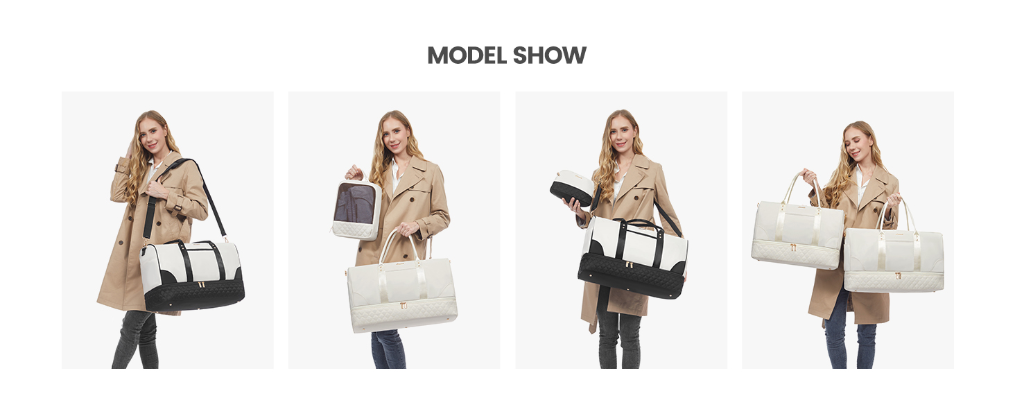 Сумка-мішок LOVEVOOK для подорожей: жіноча дорожня сумка-мішок з відділенням для взуття та мокрих речей, 2 шт. у наборі, 40 л, бежевий колір