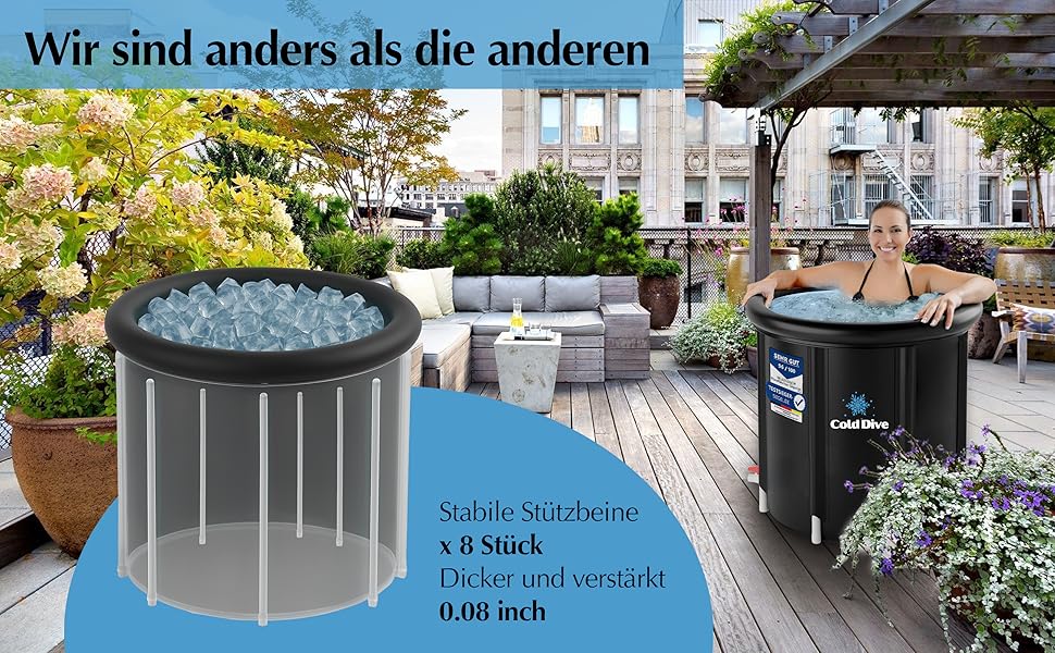 Ейстон 300L – Складана діжка для крижаних ванн для дому та відпочинку – Портативна діжка для відновлення – Кругле чавурне бак з Оксфорду та ПВХ – Діжка для крижаного занурення для спортсменів