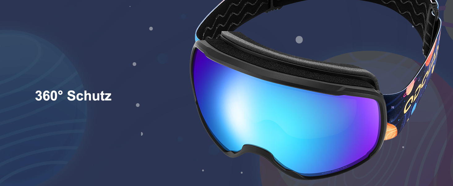 Дитячий гірськолижний шолом та маска Odoland, гірськолижний шолом для хлопчиків та дівчаток, регульований, чорний, з дизайном ракети (54-56 см)