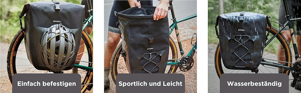 Велосипедна сумка Basil Navigator Waterproof M, чорна, 100% водонепроникна (IPX3)
