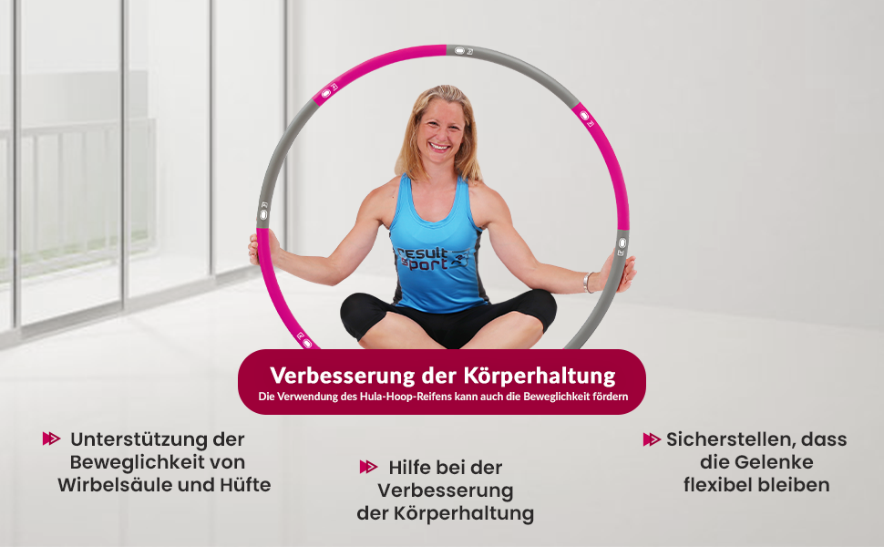 Обруч для фітнесу ResultSport Hula Hoop 1.2 кг, розбірний, 100 см, для схуднення та тренувань