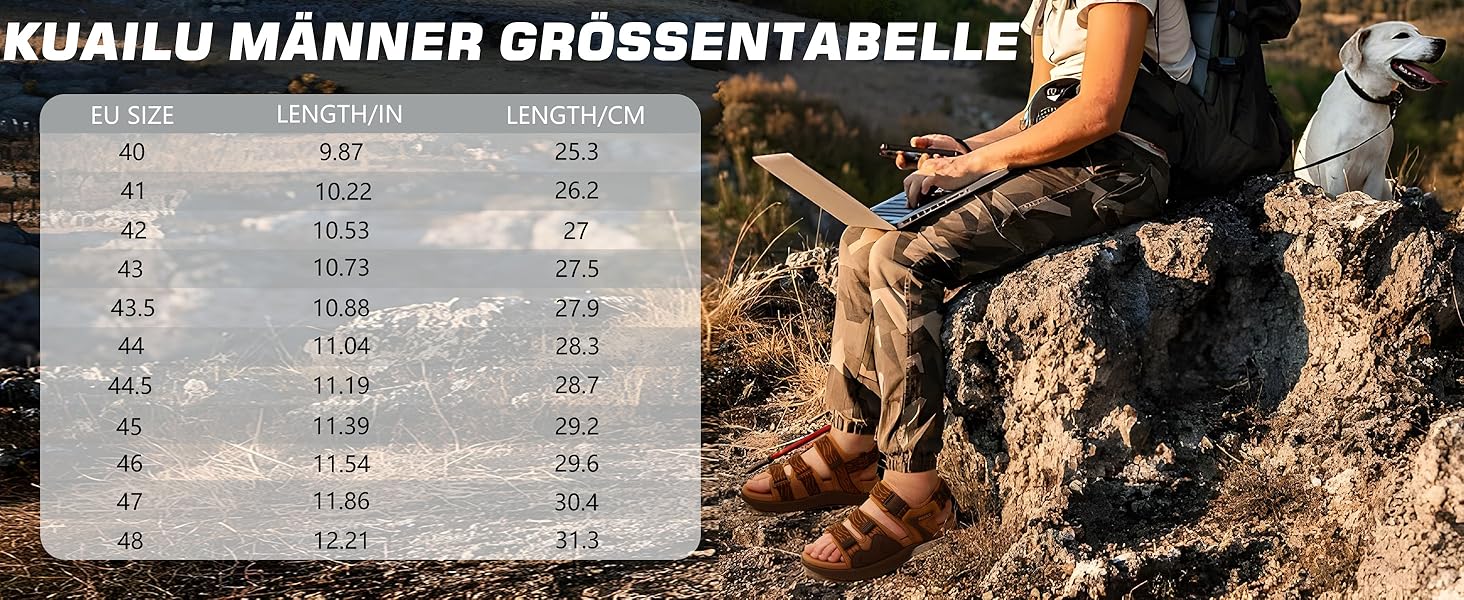 Чоловічі трекінгові сандалії KuaiLu: зручні, ортопедичні, для підтримки стопи при фасціїтусі, для активного відпочинку, літні, легкі, з відкритими пальцями, з регульованою застібкою-липучкою, розмір 48 EU, хакі-коричневі
