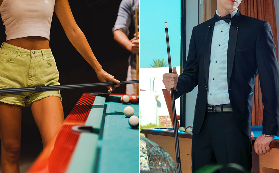 Набір для більярду Kmise Pool-Stick Set: професійний кий для більярду, 147 см, чорний. Підходить для гри вдома, в барі та в клубі.