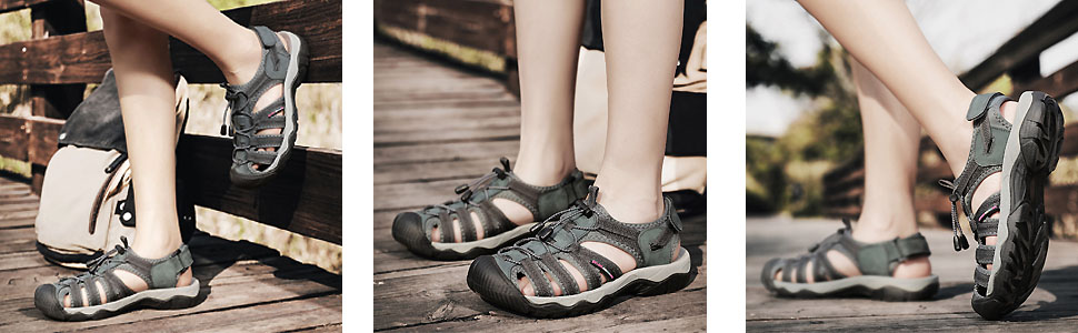 Чоловічі та жіночі шкіряні сандалії для пляжу, трекінгу та активного відпочинку. Літні сандалії для ходьби, розмір 36-46, чорний колір.