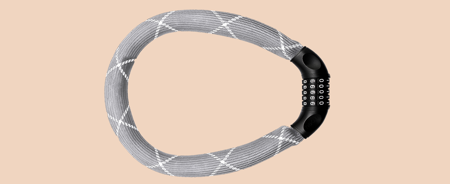 Надійне велозамок Nean з кодом, 6x6x900 мм, сталевий ланцюг, тканинне покриття, висока безпека