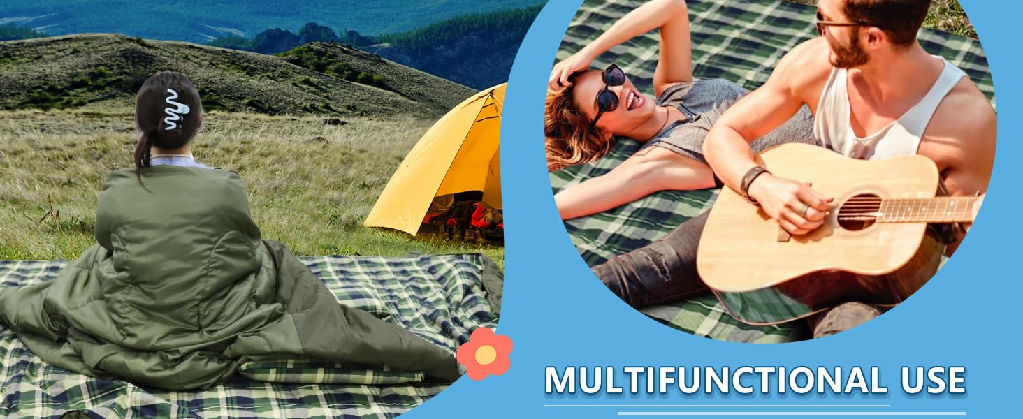 Спальний мішок для двох дорослих з флісу, зимовий, з подушками та сумкою для перенесення, 233*157 см, зелений