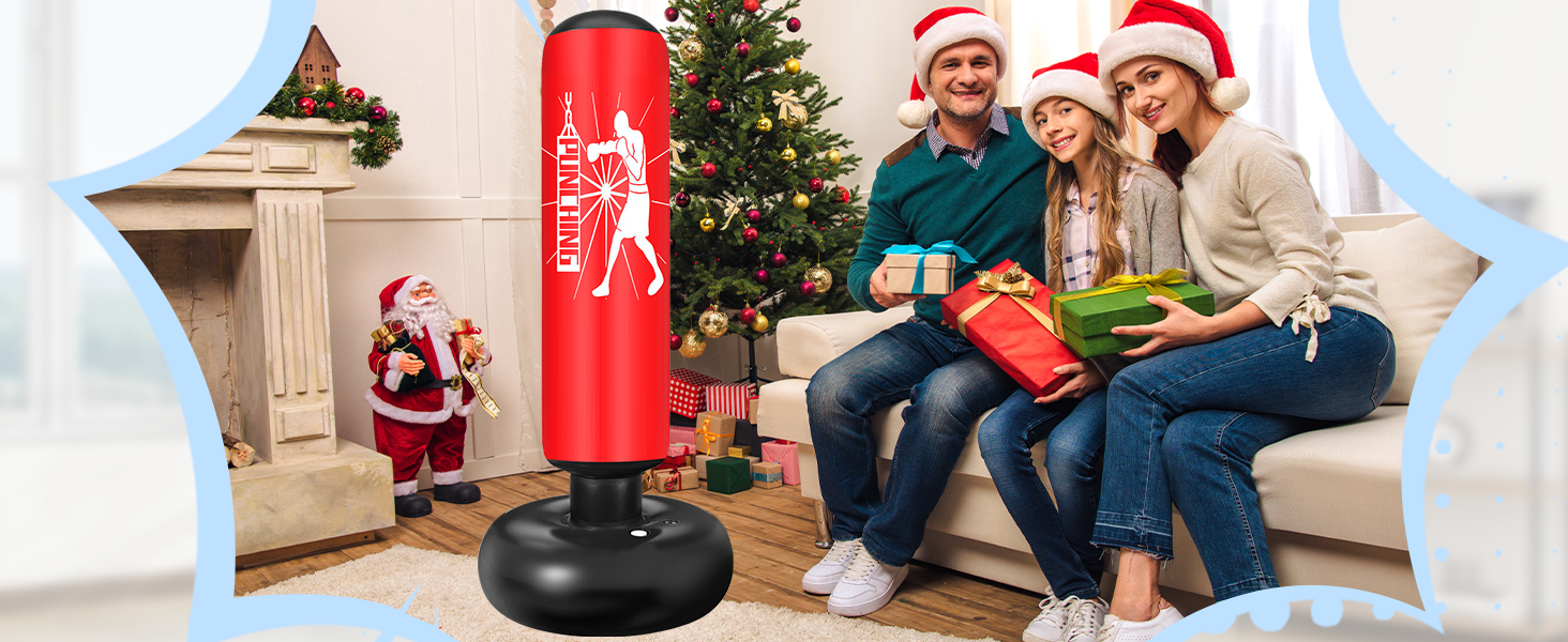 Груша боксерська дитяча Ninonly 160 см з рукавичками та насосом. Стійка груша для боксу в приміщенні, на вулиці, в спортзал для хлопчиків та дівчаток. Червоний колір.