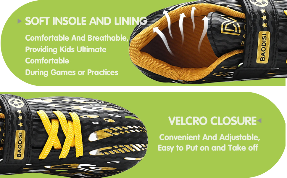 Дитячі футбольні бутси для хлопчиків та дівчаток. Професійні футбольні бутси з шипами для тренувань. Розмір 29 EU, чорний та золотий колір.