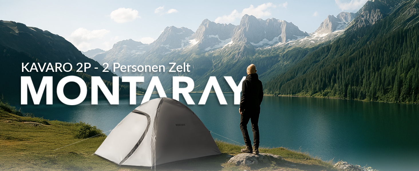 Намет MONTARAY для 2 або 4 особи: двостінний, з захистом від комарів, швидкий монтаж, водонепроникний, вітростійкий, дихаючий, легкий, компактний, з сумкою. Ідеально для кемпінгу та фестивалів (сірий)