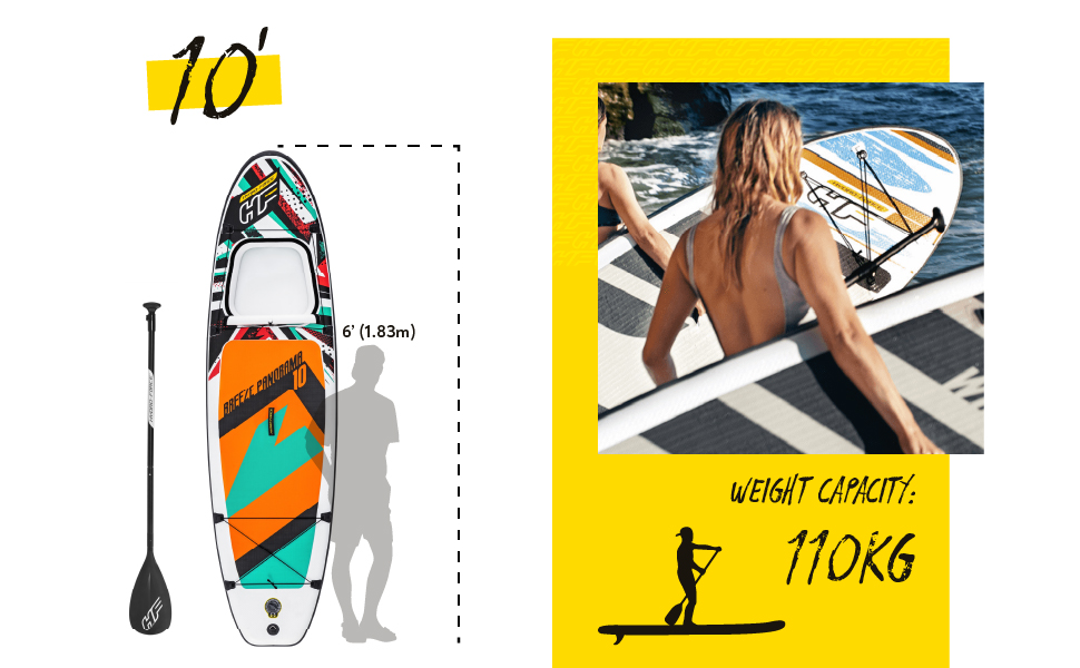 Надувний SUP Bestway Hydro-Force Breeze Panorama: комплект з насосом, сумкою та вікном, різні розміри