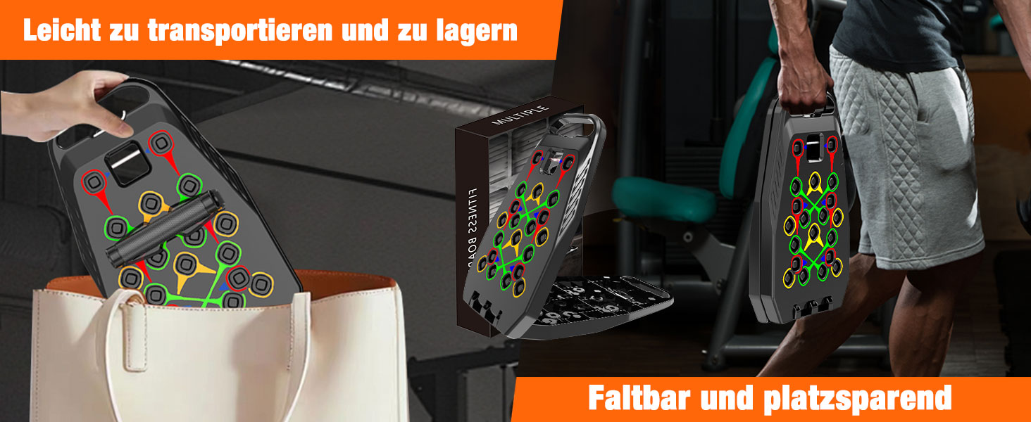 Багатофункціональна дошка для віджимань 20 в 1, складаний тренажер для дому та фітнесу, регульована портативна рама для тренувань (чорна)