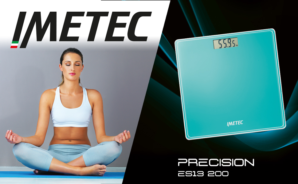 Електронні ваги Imetec Precision ES13 200 для зважування людей, LCD-дисплей, загартоване скло, до 180 кг, батарейки в комплекті