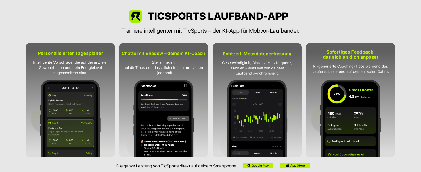 Walking Pad Mobvoi: Компактний біговий тренажер 2-в-1 для дому та офісу, з керуванням через додатки Zwift, Kinomap, TicSports. Максимальне навантаження 120 кг, швидкість до 6 км/год.