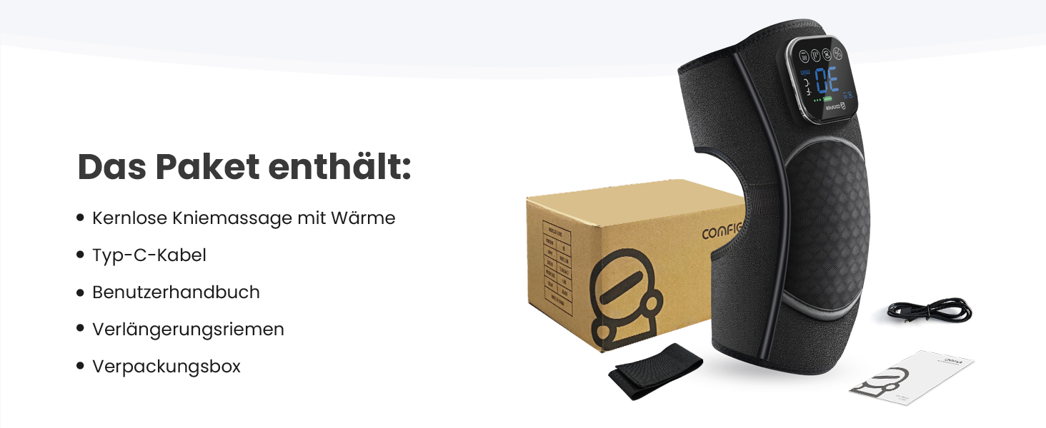 COMFIER Масажер для колін бездротовий, з підігрівом та вібрацією, 4 рівні нагріву з графену, подарунок для мами/тата, 17.5X16X7.5 см