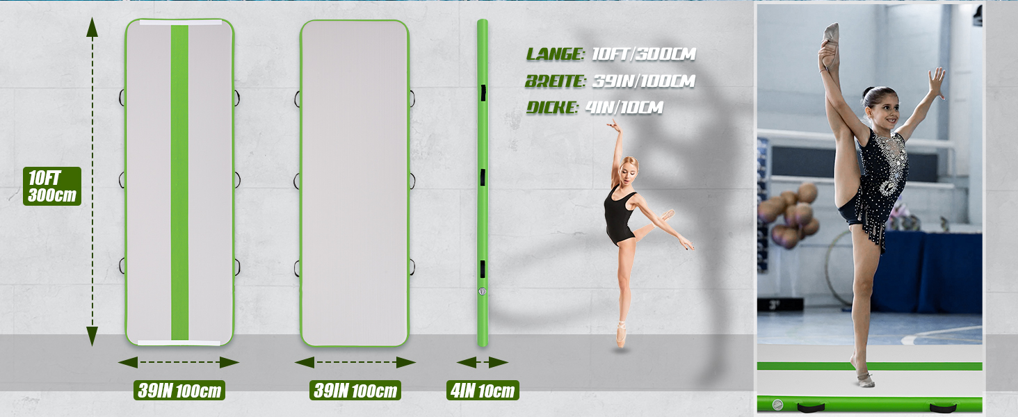Надувна гімнастична матка Feath-R-Lite 10ft, товщиною 4 дюйми, для дому, йоги, чирлідингу з електричним насосом