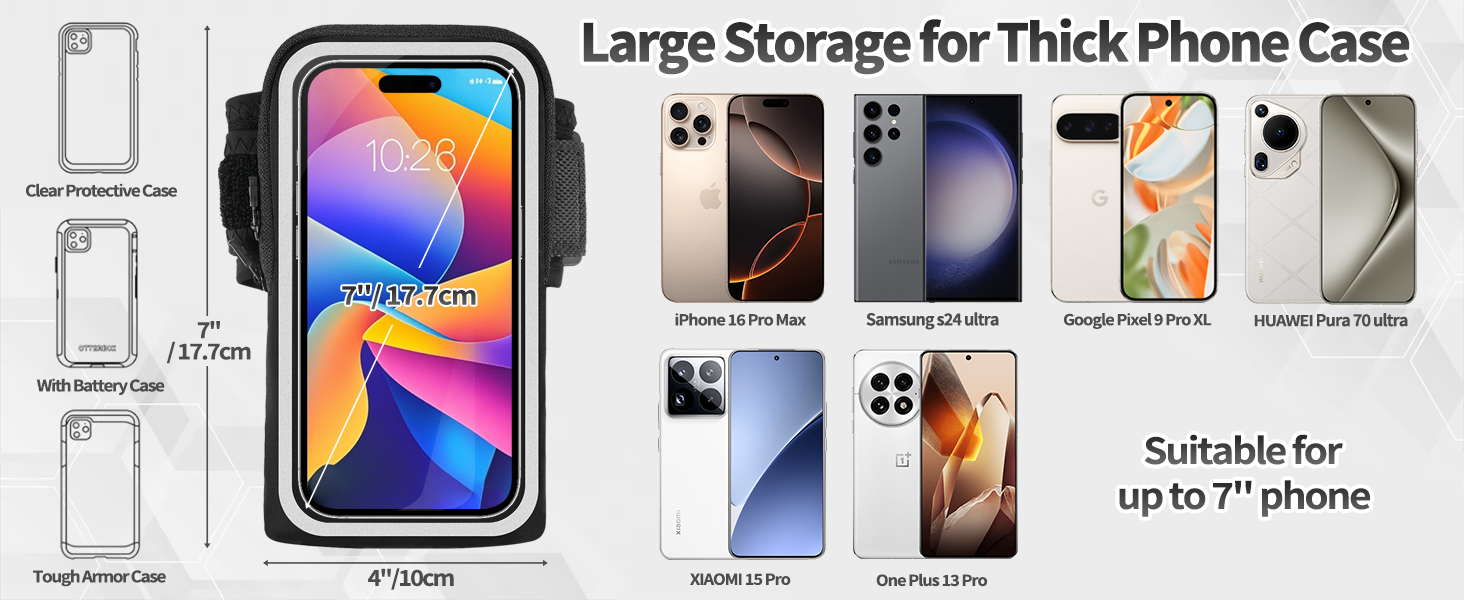 Спортивний браслет для телефону на руку - 2 в 1, підходить для iPhone 16/15/14/13 Pro Max, Huawei P50 Pro/P40, чорний