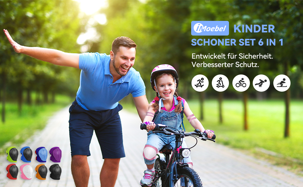 Набір захисту для дітей: наколінники, налокітники, рукавички. Підходить для роликів, скейта, скейтборда. Колір: зелений