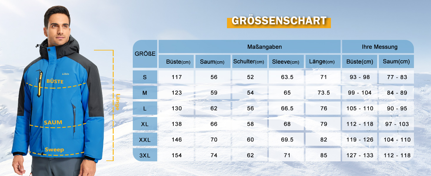 Зимова куртка Libin для чоловіків: тепла, водонепроникна, дихаюча, для катання на сноуборді та туризму. Чорний колір, розмір L