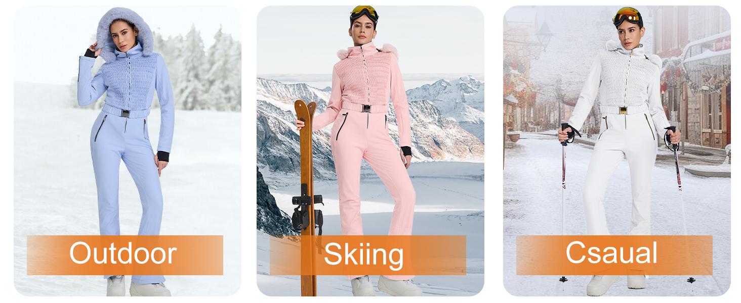 Жіночий гірськолижний комбінезон HOTIAN: водонепроникний, вітронепроникний, теплий, з капюшоном, рожевий