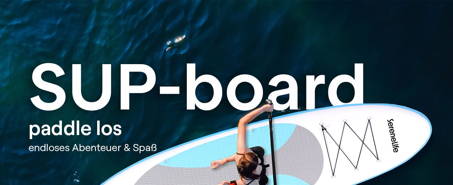 Надувний SUP СеренеЛайф для дорослих та дітей: комплект з веслом, насосом та сумкою. Touring SUP, рухлива дошка для плавання по морю, річці та озеру. Максимальне навантаження 155 кг, колір морської хвилі.