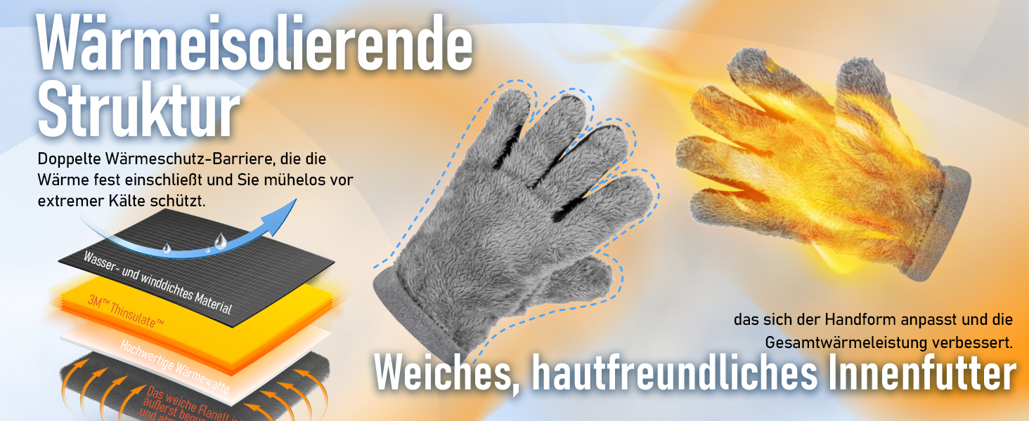 Рукавички GoSkala для жінок та чоловіків - зимові велосипедні рукавички, теплі рукавички для катання на лижах, водонепроникні, з підтримкою сенсорного екрану, спортивні рукавички для бігу, їзди, походів, чорні