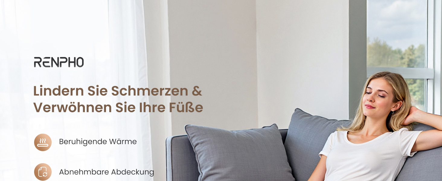 Масажер для ніг RENPHO з підігрівом, Shiatsu, електричний, 18 масажних роликів, для фасціїту п'ят, подарунок для жінок та чоловіків, розмір до 47, FM062