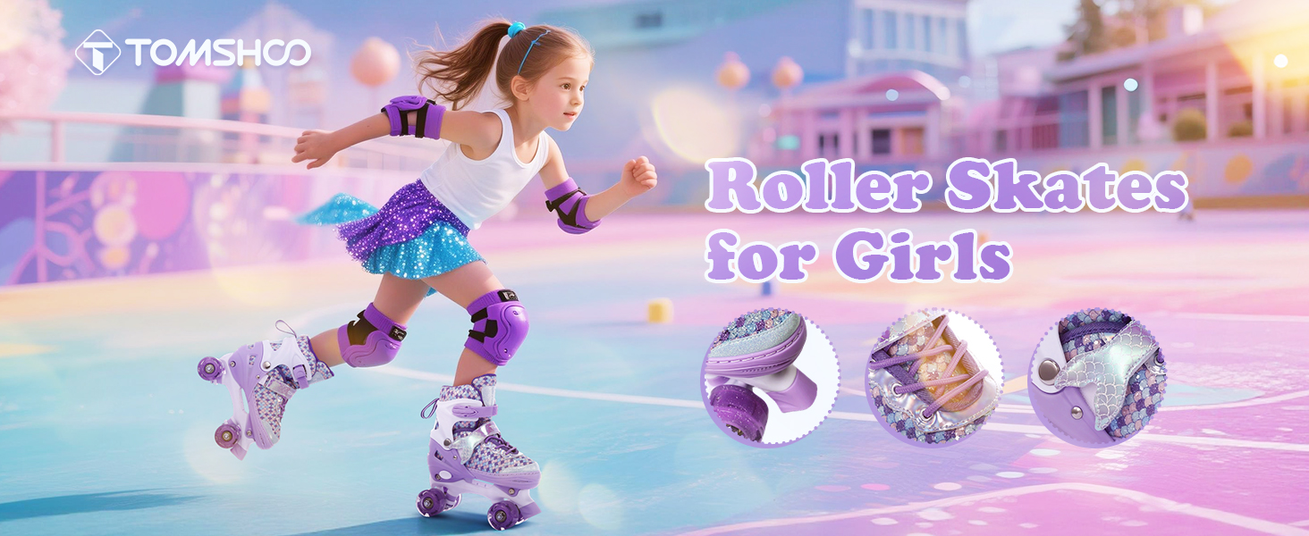 Роликові ковзани TOMSHOO для дівчаток, регульовані, з LED-підсвіткою, для початківців, дитячі, подарунок