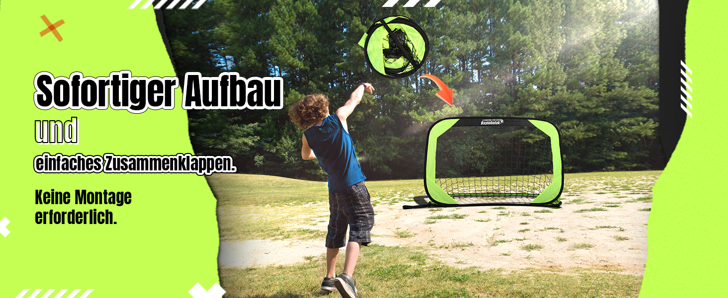 Дитячі ворота для футболу Bayinbulak Mini Pop-Up, 3.3' x 2.3', неоновий лайм
