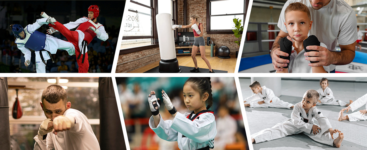 Набір рукавичок та захисту для ніг Taekwondo, боксерські рукавички для чоловіків, жінок, молоді, захист кісточок, MMA рукавички, тренувальні рукавички для боксерського мішка, бокс, спортивні тренування
