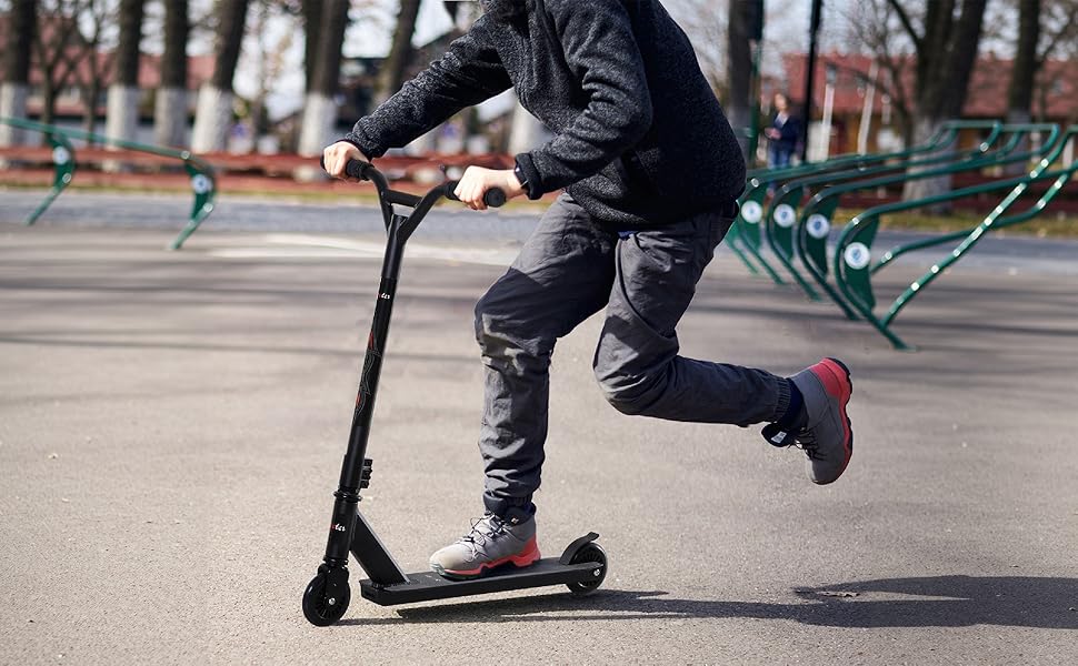 Скутер для трюків HOMCOM Funscooter, 100 мм колеса, підшипники ABEC 9, чорний, для дітей від 14 років