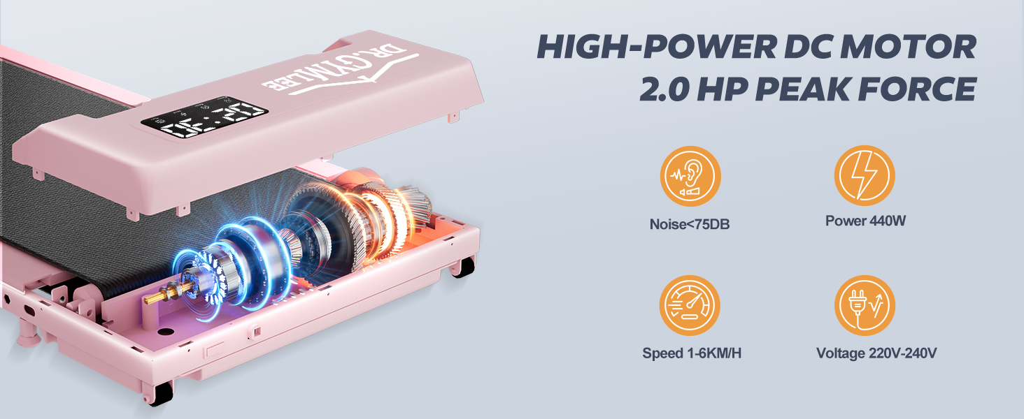 Бігова доріжка Walking Pad для дому з тихим двигуном, LED-дисплеєм та компактним дизайном для ходьби та бігу, посилена конструкція