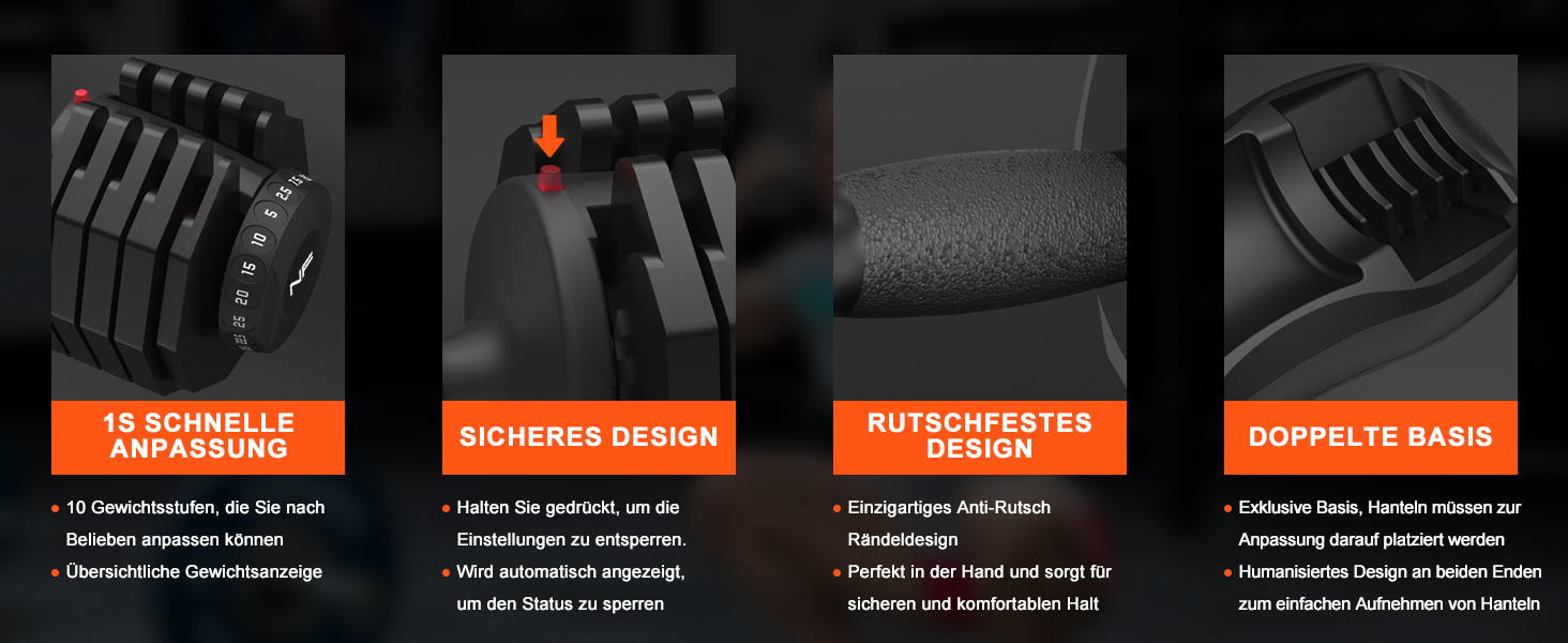 Регульовані гантелі 24/25 кг з антиковзним покриттям для фітнесу та тренувань