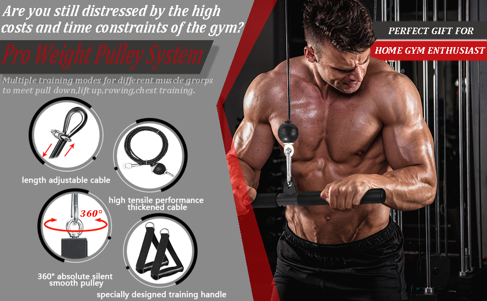 Фітнес-набір Favuit Cable Pull Lat Pulldown, канат на трицепс, шків DIY