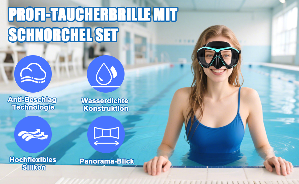 Набір для снорклінгу для дорослих та дітей: маска та трубка Dry, антизапітніння, анти-тік, чорний