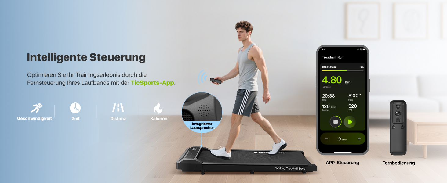 Mobvoi Walking Pad Smart KI: компактний біговий тренажер 2-в-1 для дому та офісу, LED-дисплей, керування пультом, 6 км/год, до 120 кг