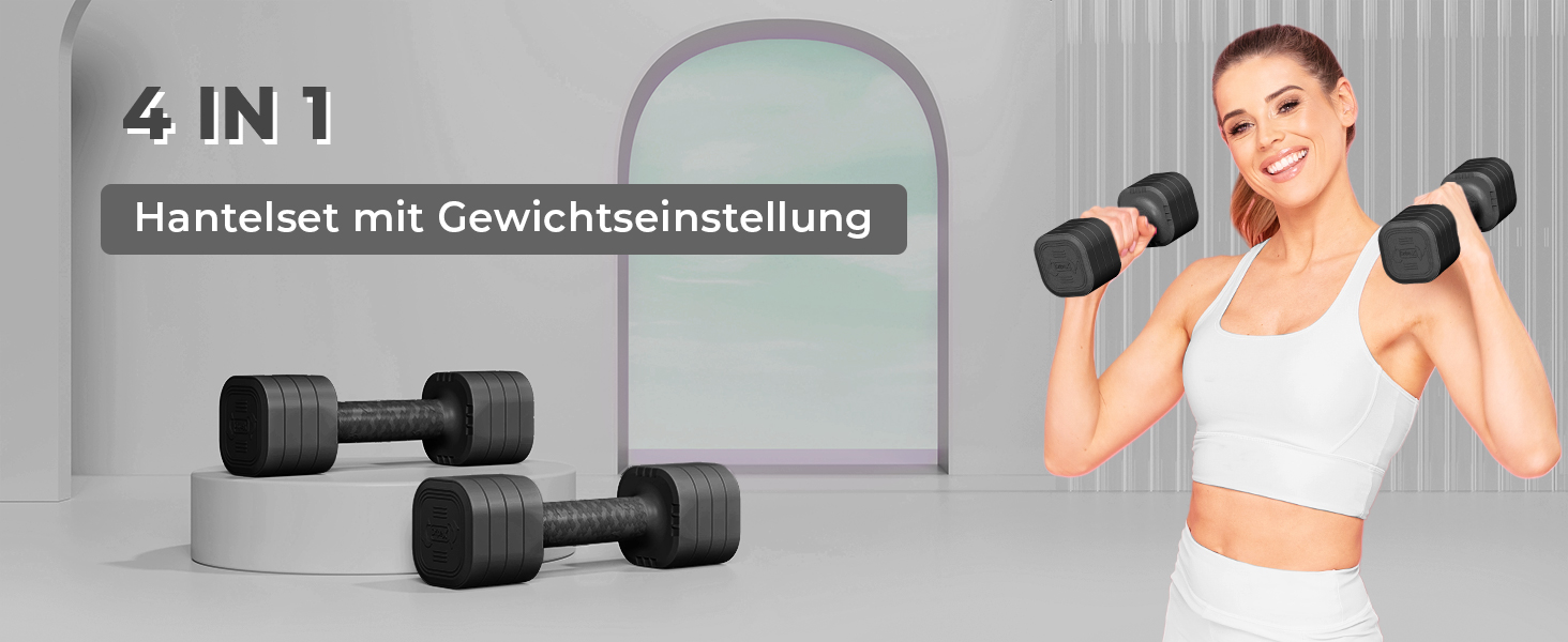 Набір гантелей Dripex регульовані 5 кг x2 або 2.5 кг x2, 6 шматків з регулюванням ваги 0.5 кг/0.25 кг (чорний)