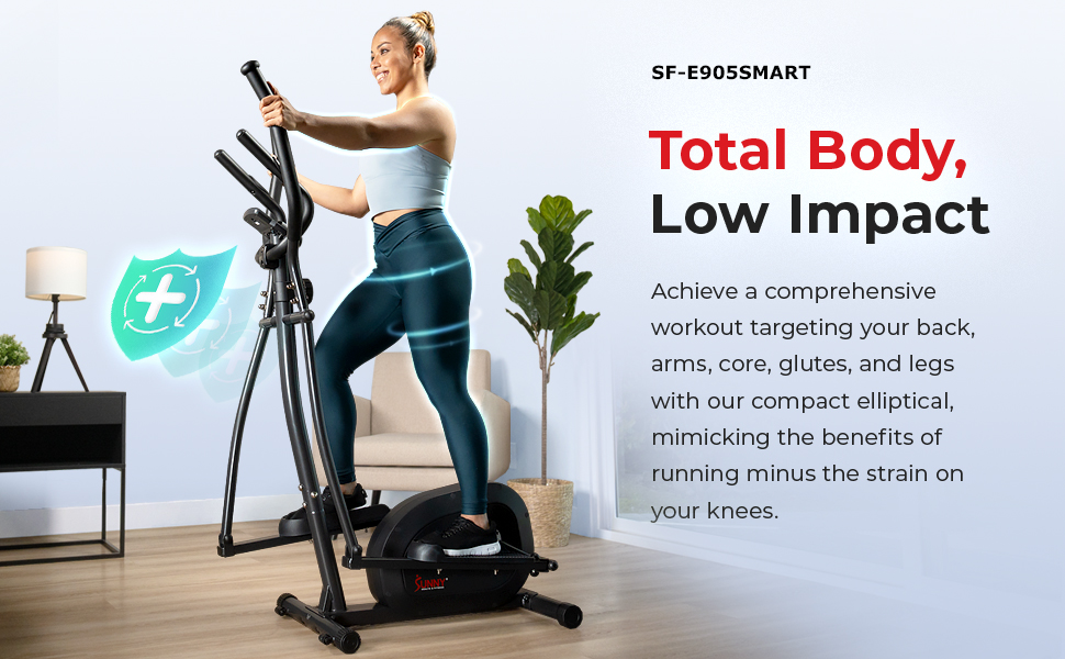 Еліптичний тренажер Sunny Health & Fitness SF-E905SMART з магнітною системою та підключенням до SunnyFit App