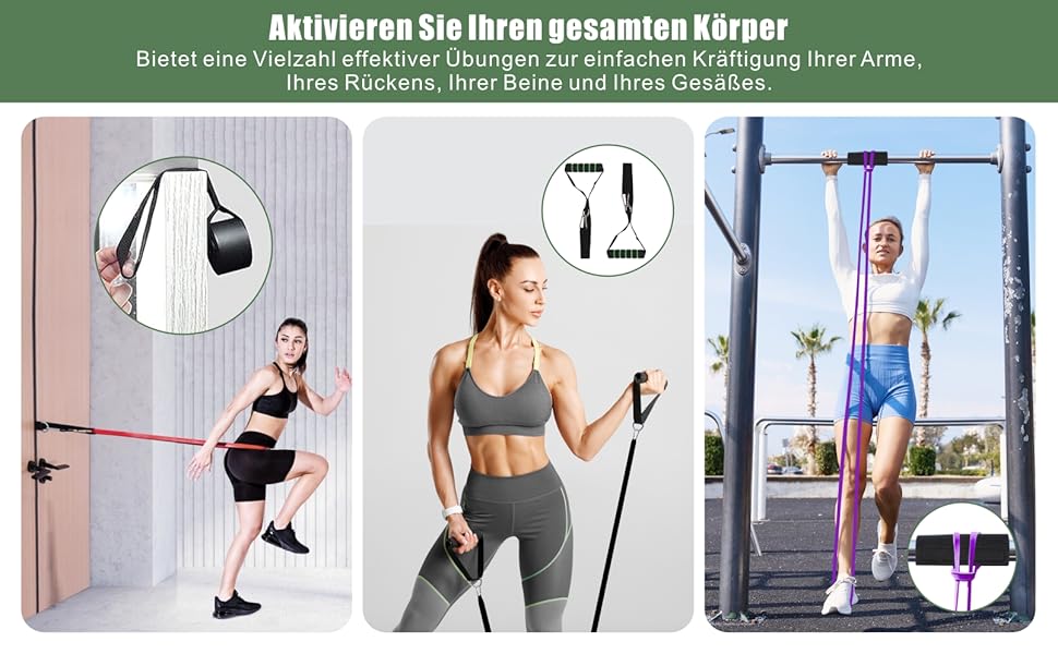 Набір еластичних стрічок для фітнесу та реабілітації, з аксесуарами та порадами, для силових тренувань, йоги та фізіотерапії